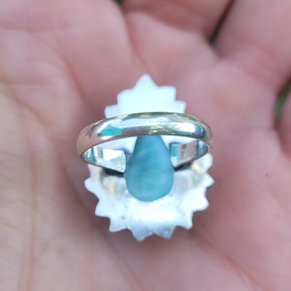 🩵 Genuine Larimar Gemstone Ring Sterling Silver 925 Stamped - Picture 5 of 7